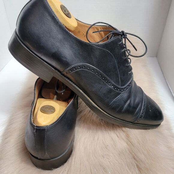 Santoni Semi Brogue Black Mens Oxford Shoes Size 13 - Picture 5 of 11